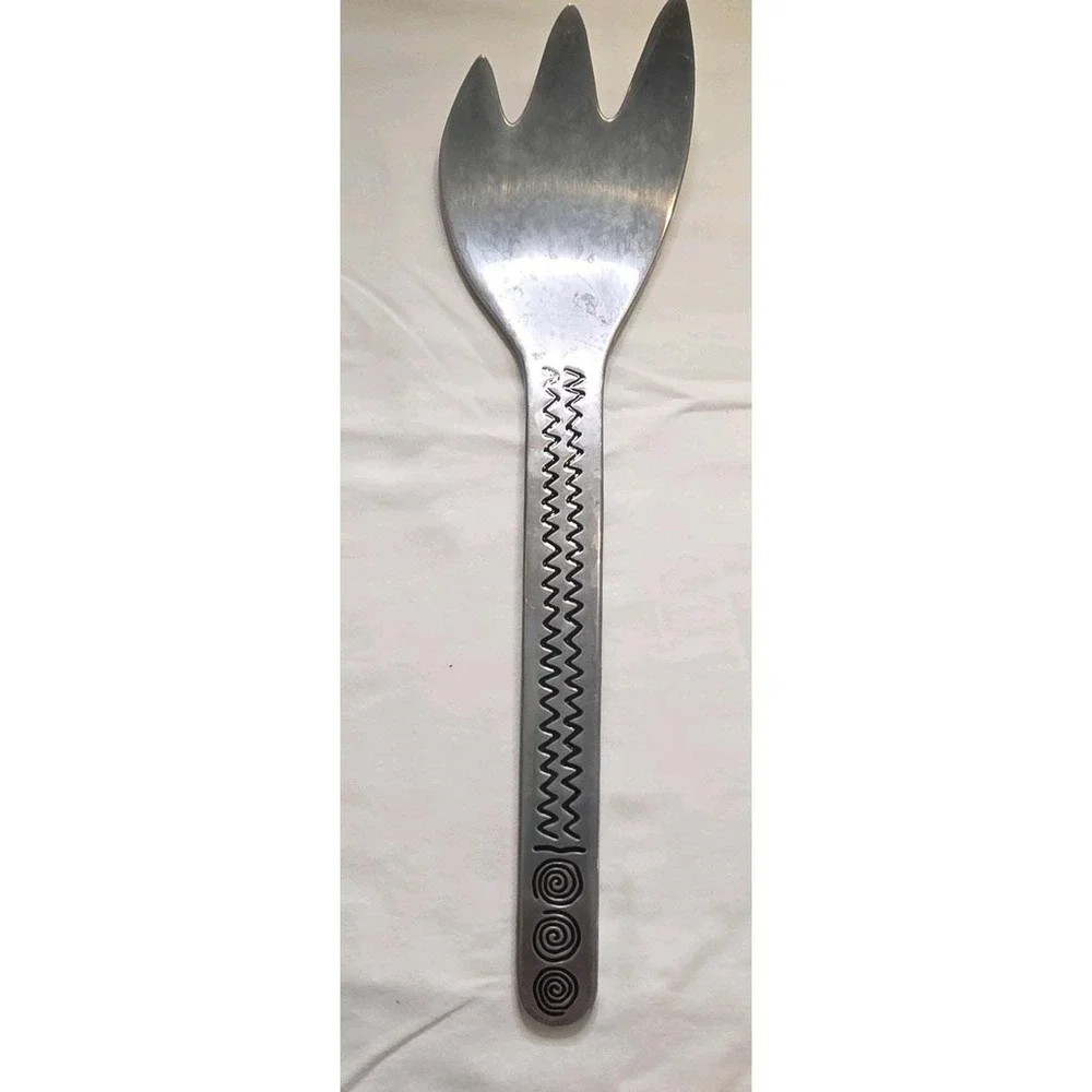 Wilton Armetale Serving Bowl & Salad Servers Set Silver Reggae Pattern
